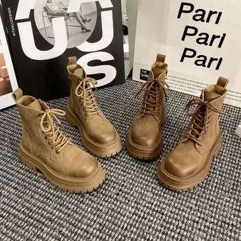 Женские ботинки Martin на толстой подошве осень-зима 2024 года, новые универсальные утепленные короткие ботинки локомотива в британском стиле из бархата 35