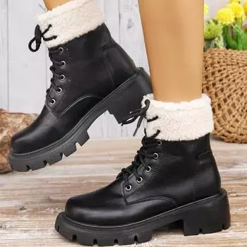 Женские ботинки Martin на толстой подошве, осенне-зимние, новые, тонкие, бархатные, короткие, пушистые, с фланцами, импортные, женские, короткие, большого размера 35 коричневый