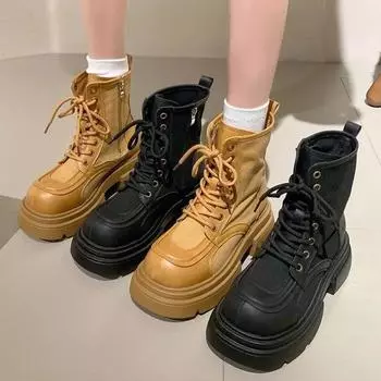 Женские ботинки Martin на толстой подошве в британском стиле, лето 2023, новые супер горячие короткие ботинки на толстом каблуке в американском стиле 35 чёрный