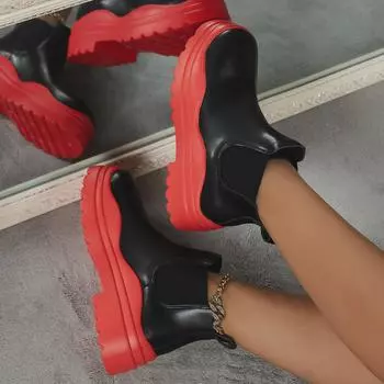 Женские ботинки Martin на толстой подошве в европейском и американском стиле 2023 г. — эластичная средняя часть, круглый носок, кожа большого размера. 42