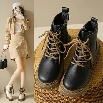 Женские ботинки Martin с британской боковой молнией на толстой подошве, большого размера, модные и легко сочетающиеся, женские короткие ботинки 35