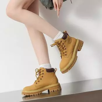 Женские ботинки Martin в британском стиле ZHR, осень 2023 г., толстая подошва, повседневная рабочая одежда для отдыха на открытом воздухе. Inner Height, 39 верблюд