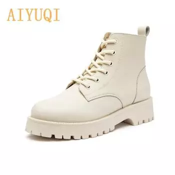 Женские ботинки Marton из натуральной кожи, подходящие для весны, осени и зимы. Модные женские короткие сапоги. Женские мотоциклетные ботинки на толстой подошве в британском стиле. 34