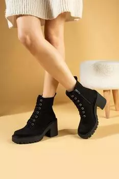 Женские ботинки на молнии на высокой удобной подошве 012-202-23Замша