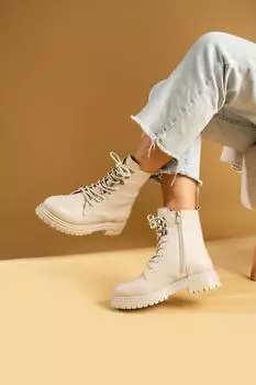Женские ботинки на шнуровке с теплой подкладкой и удобной подошвой, 57-250-23Объем