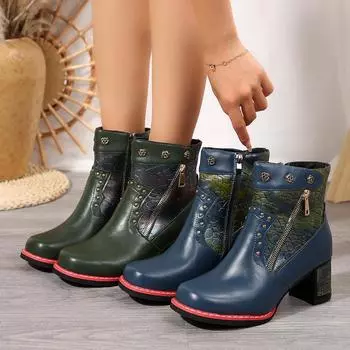 Женские ботинки на толстом каблуке, платформа, уличные повседневные короткие ботинки, женская мода, осень, новые ретро-туфли для женщин, Botas De Mujer 36 синий