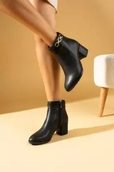 Женские ботинки на высоком каблуке с цепочкой на молнии 018-303-23Объем