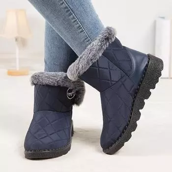 Женские ботинки, новинка 2024 года, зимние непромокаемые нескользящие женские зимние ботинки, нескользящая плюшевая хлопковая обувь, большие размеры 36-44 36 чёрный