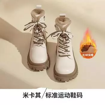 Женские ботинки, новые, осень-зима, плюшевые, удобные, с толстой подошвой, нескользящие, уличные, зимние ботинки, теплые, со шнуровкой, устойчивые к холоду, короткие ботинки 35