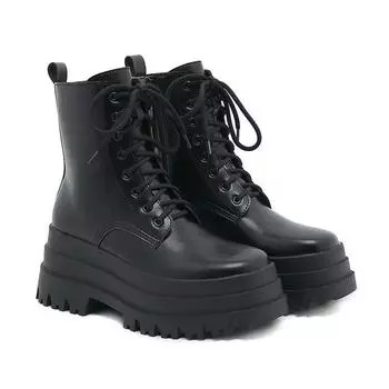 Женские ботинки, новые осенне-зимние ботинки с трехслойной утолщенной подошвой и круглой вставкой в стиле ретро, крутые ботинки на толстой подошве LHX 36 чёрный