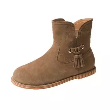 Женские ботинки Новые универсальные однотонные осенние замшевые ботильоны с толстым каблуком большого размера на высоком каблуке Zapatos 35