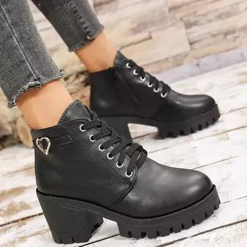 Женские ботинки Новые Весна Зима Высококачественные Ботинки на шнуровке Женская Мода Уличная Комфортная Обувь На Высоком Каблуке Женские Ботинки De Mujer 35 бежевый