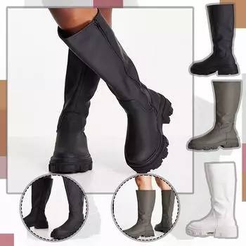 Женские ботинки, однотонные ботинки средней длины на толстом каблуке, женская обувь 39 чёрный