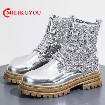 Женские ботинки осень-зима нескользящие ботинки на платформе женская мода размер 40 туфли на танкетке женские туфли на высоком каблуке Botas Plataforma 35