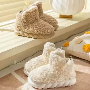 Женские ботинки осень-зима плюшевые теплые хлопковые туфли для пар домашняя обувь милые плюшевые женские туфли мягкая подошва мужская обувь комфортные хлопковые тапочки 36-37 темно-коричневого