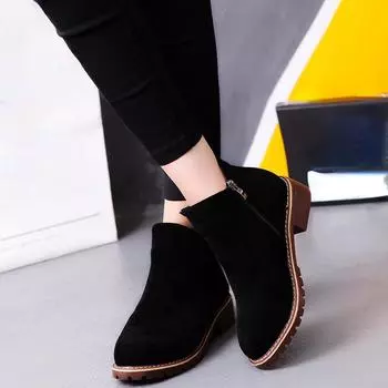 Женские ботинки, осенне-зимние ботинки, классические зимние ботильоны на молнии, зимняя замшевая теплая плюшевая женская обувь на меху 42 35 коричневый