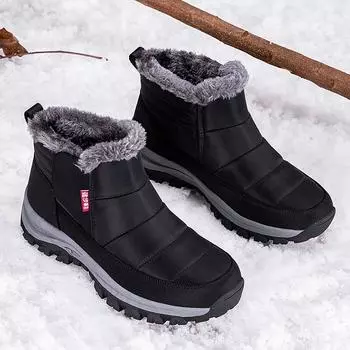 Женские ботинки, плюшевые, теплые, мягкие, кроссовки, мужские, парные, нескользящие, зимние, без застежек, модные, повседневные, водонепроницаемые, размер плюс 45 35
