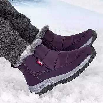 Женские ботинки, плюшевые, теплые, мягкие, кроссовки, мужские, парные, нескользящие, зимние, без застежек, модные, повседневные, водонепроницаемые, размер плюс 45 35 чёрный