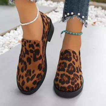 Женские ботинки, повседневные лоферы на плоской подошве, модные удобные фирменные туфли с леопардовым принтом для женщин, трендовые уличные модные нескользящие ботинки для женщин 36 цветной печати леопарда