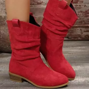 Женские ботинки с острым носком Slip on, весна-осень, однотонная женская обувь, распродажа, новые высокие ботинки на толстом каблуке больших размеров 36