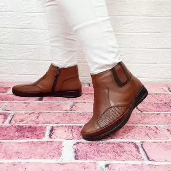 Женские ботинки Voyager 8600 Tan из натуральной кожи с противоскользящей подошвой и ортопедической молнией