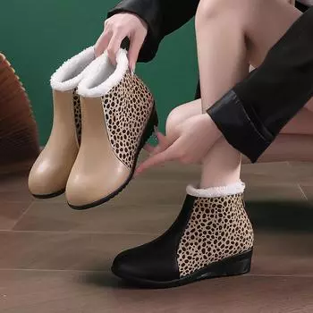 Женские ботинки весна-осень с круглым носком женские леопардовые удобные ботильоны на платформе модная повседневная обувь для женщин 35 абрикосовый
