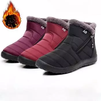 Женские ботинки, водонепроницаемые ботильоны для женщин, зимняя обувь из хлопка, сохраняющая тепло, зимние ботинки, женские ботинки на молнии, зимние ботинки Mujer 36 чёрный