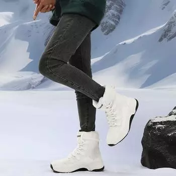 Женские ботинки высокого качества, водонепроницаемые, зимние, теплые, плюшевые, женские, зимние, нескользящие, кроссовки, меховые, ботильоны на платформе 36 чёрный