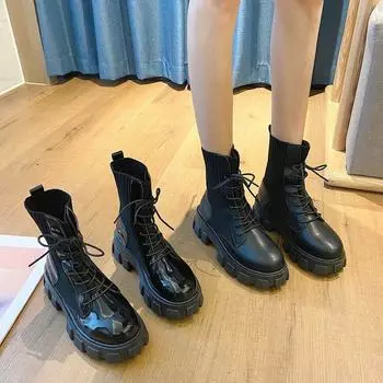 Женские ботинки женские мотоциклетные ботинки черные носки ботинки ботильоны женские на платформе нескользящие водонепроницаемые модные зимние fg6 35
