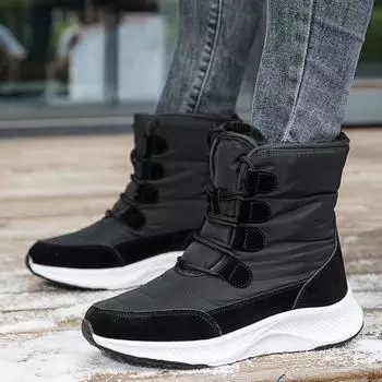 Женские ботинки, зимние белые зимние ботинки, короткие стильные, водонепроницаемые, качественные плюшевые черные туфли с нескользящим верхом 36 белый
