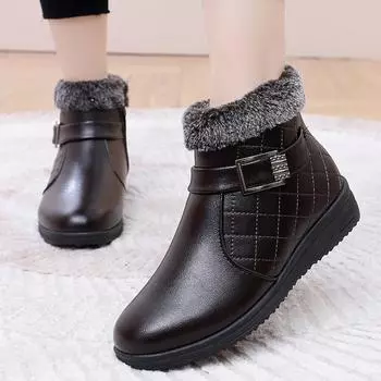Женские ботинки Зимние ботинки Ботильоны Нескользящие ботинки для мам Женские зимние ботинки Ботинки на плоской подошве 41 коричневый