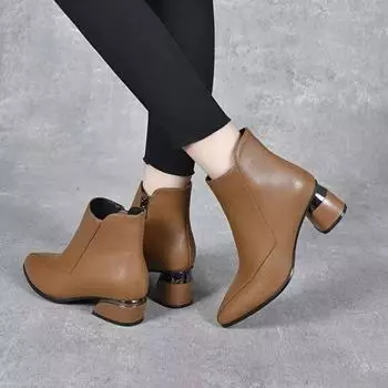 Женские ботинки, зимние ботинки, обувь на толстом каблуке, ботильоны, нескользящая обувь для мам, женские зимние ботинки, обувь на плоской подошве 40