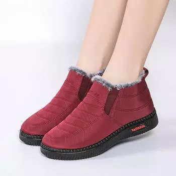 Женские ботинки Зимние ботинки Теплые плюшевые ботильоны Зимние женские туфли на плоской подошве Водонепроницаемая сверхлегкая обувь 36 чёрный