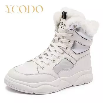 Женские ботинки, зимние кожаные плюшевые удобные теплые зимние ботинки 40 белый