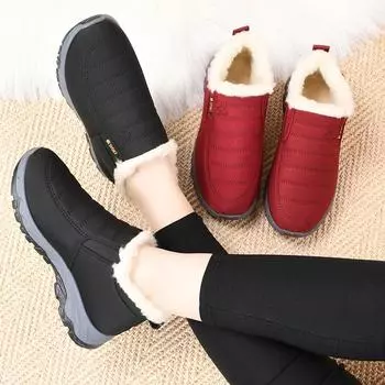 Женские ботинки зимние нескользящие хлопковые туфли для мам плюшевые утолщенные теплые и износостойкие ботинки женские уличные удобные туфли для женщин 35 чёрный