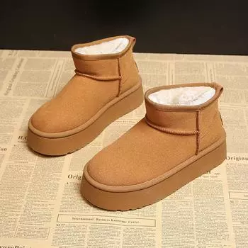 Женские ботинки зимние с толстой подошвой зимние ботинки теплые хлопковые ботинки 35 чёрный