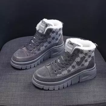 Женские ботинки, зимние сапоги, зимняя мода, бархатные теплые ботинки, повседневная хлопковая обувь, женская обувь 35 чёрный