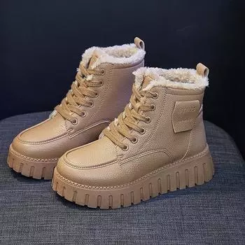 Женские ботинки зимняя обувь женские удобные теплые плюшевые ботинки на платформе женские повседневные короткие ботинки для ходьбы 35 хаки