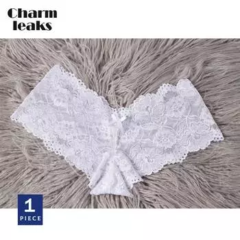 Женские боксеры Charmleaks с низкой посадкой и вырезом, кружевные хлопковые трусики, однотонные, черного/белого цвета, 1 шт., S-2XL