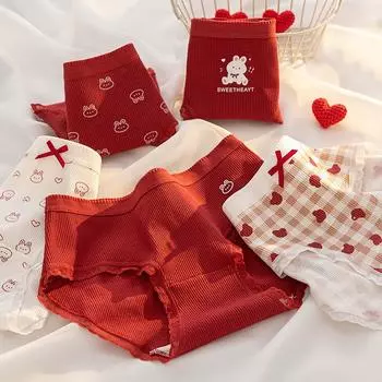 Женские боксеры, мягкое сексуальное дышащее модное нижнее белье, влагоотводящее нижнее белье M красный