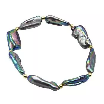 Женские браслеты и браслеты из натурального пресноводного жемчуга черного цвета в стиле барокко, модные ювелирные изделия эластичного дизайна