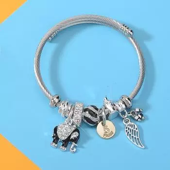 Женские браслеты-манжеты из нержавеющей стали в стиле бохо, модные браслеты с подвесками в виде крыльев слона, ювелирные изделия синий