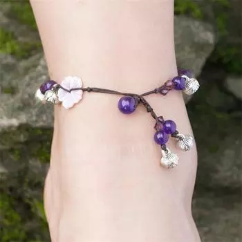 Женские браслеты на ногу, аксессуары, фиолетовые, ретро, веревочные, винтажные, ювелирные изделия, браслет, браслет на ногу, Enkelbandje, розничная торговля, оптовая торговля 18cm фиолетовый