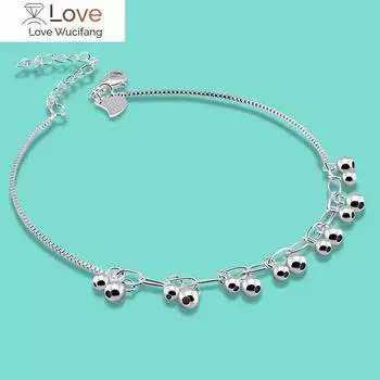 Женские браслеты на ногу из стерлингового серебра 925 пробы с подвеской в виде бисера, женские летние серебряные украшения для ног, не вызывающие аллергии, 27 см, цельные серебряные цепочки