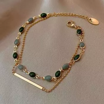 Женские браслеты с подвесками для женщин, золотой цвет, цепочка из бисера, двухслойный регулируемый браслет, ювелирное изделие, подарок