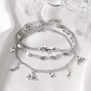 Женские браслеты серебряного цвета со звездами и луной, богемный многослойный браслет на ногу, модные пляжные украшения, аксессуары для ног