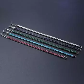 Женские браслеты Теннисные браслеты Аксессуары Мода Циркон Стерлинговое серебро Ювелирные изделия Подарок на вечеринку Роскошный 17cm небесно-голубой