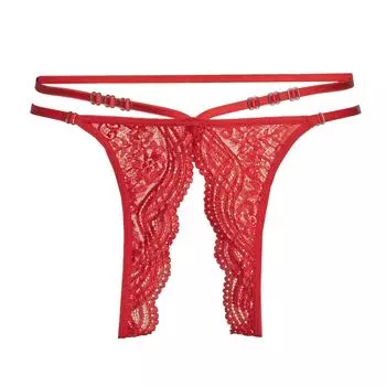 Женские бразильские кружевные трусики 21687 L красный