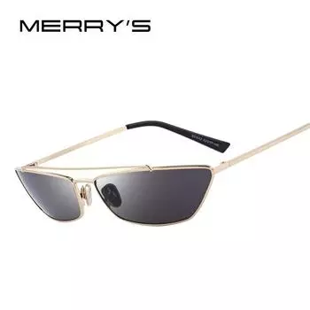 Женские брендовые дизайнерские квадратные солнцезащитные очки MERRY S DESIGN со 100% защитой от ультрафиолета S 6510 чёрный