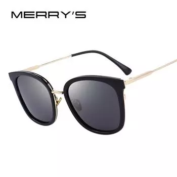 Женские брендовые дизайнерские солнцезащитные очки MERRY S DESIGN «кошачий глаз» с поляризационными линзами, защита UV400, S 6507 синий